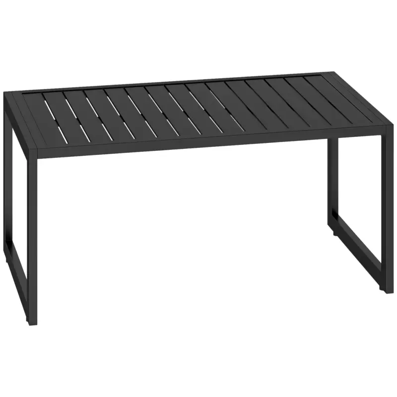 Outsunny Masă de cafea exterioară cu blat cu lamele, cadru din aluminiu, pentru balcon, terasă, 90 x 50 x 42 cm, negru Doar azi