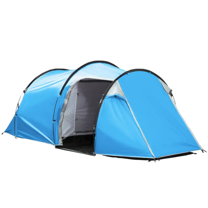 Vezi acum Outsunny Cort de camping pentru 2-3 persoane, vestibul, zona de somn, impermeabil, 426 x 206 x 154 cm, albastru deschis