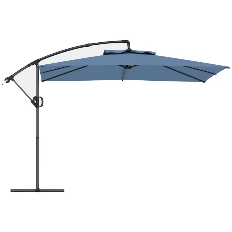 Outsunny Umbrelă de Soare Suspendată cu Rotire la 360°, Mâner cu Manivelă și Înclinare, 300x325x230 cm, Kaki Ofertă exclusivă