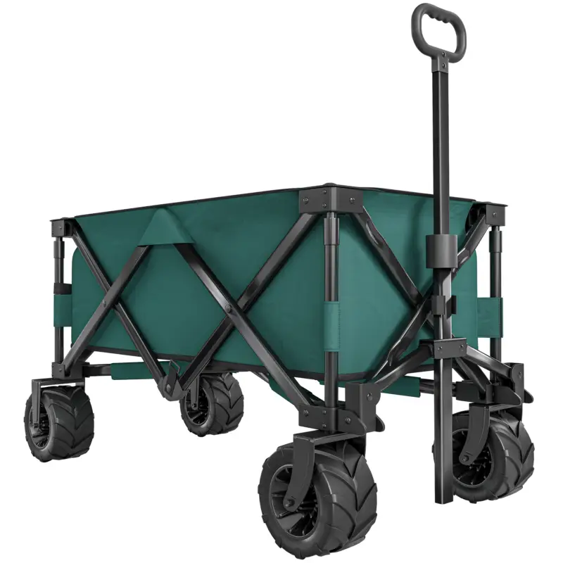 Popular Outsunny Cărucior de Grădină cu Mâner Telescopic, Cărucior pentru Transport Obiecte până la 70 kg, 108x55 cm, Verde