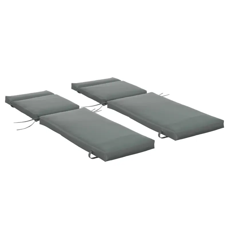 Livrare rapidă Outsunny Set 2 Perne pentru Șezlonguri de Exterior cu Curele, Perne Umplute cu Bumbac și Poliester, pentru Șezlonguri sau Fotolii de Grădină, 196x55x8 cm, Gri Închis