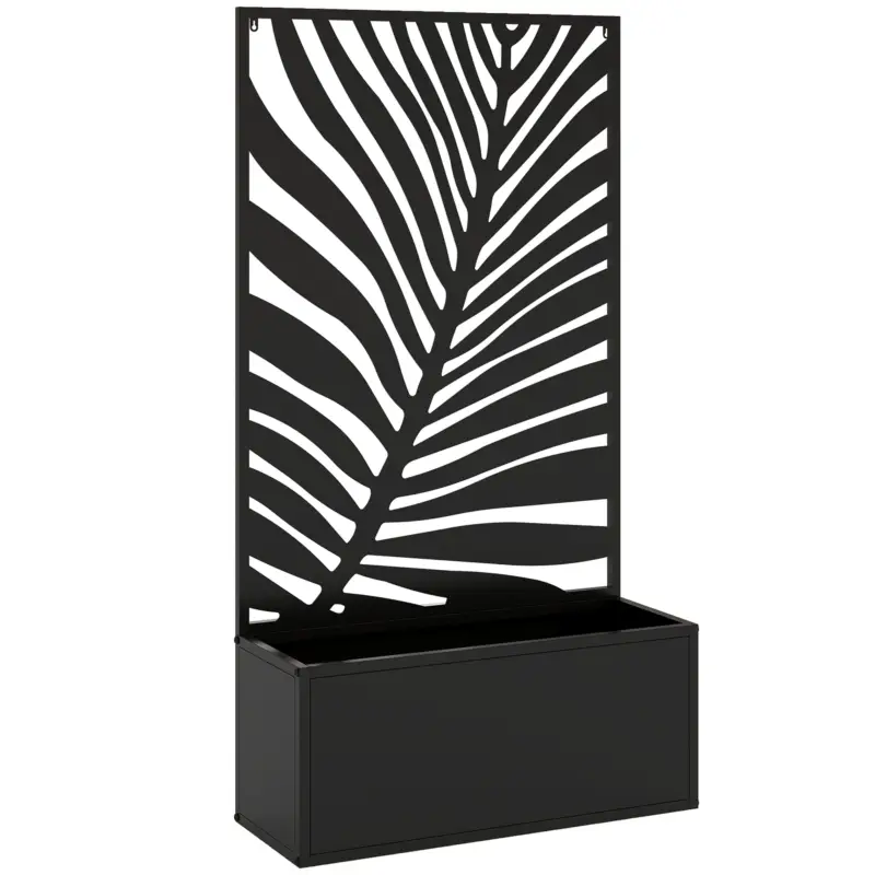Outsunny pat înălțat jardiniere cu paravan ghiveci metalic, spalier de grădină 61 x 23 x 113 cm Ofertă