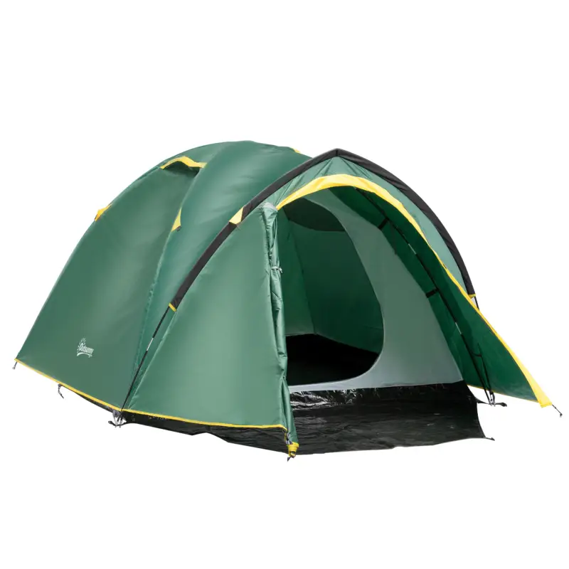 Cumpără acum Outsunny Cort de camping 2-3 persoane cort cupolă impermeabil ușor ventilat ușor de montat 2 uși ferestre dim. 3,25L x 1,83l x 1,3H m fibră de sticlă poliester PE verde