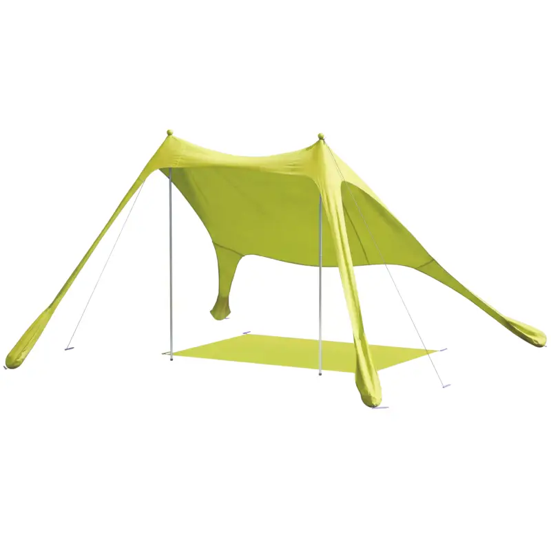 Outsunny Cort de plajă pliabil cu saltea UPF50+, stâlpi din aluminiu, lopată, țăruși și geantă de transport verde Disponibil imediat