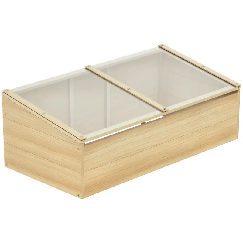 Seră de lemn Outsunny Frigider Seră Frigider Sistem de grădinărit și grădinărit pentru balcon, 100 x 50 x 35 cm, Natural, Molid, placă PC Reducere de preț