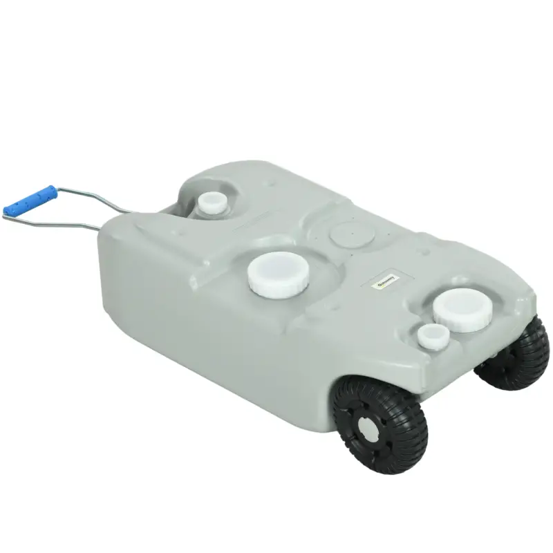 Outsunny Rezervor pentru Apă de Camping 40L cu Roți și Mâner Reglabil, Tub și Robinet Inclus, Gri Noutate