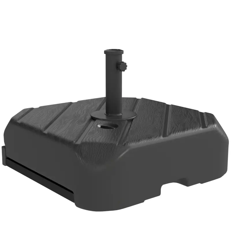 Outsunny Bază pentru umbrelă pe roți, umplere cu 45 kg apă / 72 kg nisip, pentru stâlp Ø 38 și 48 mm, negru Reducere extra