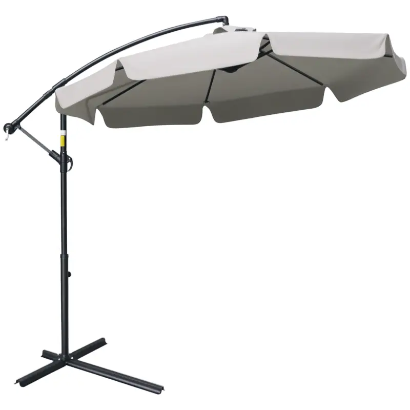Outsunny Umbrelă de grădină suspendată cu deschidere cu manivelă, din metal și poliester, Ø2,7x2,7 m, gri Lichidare de stoc