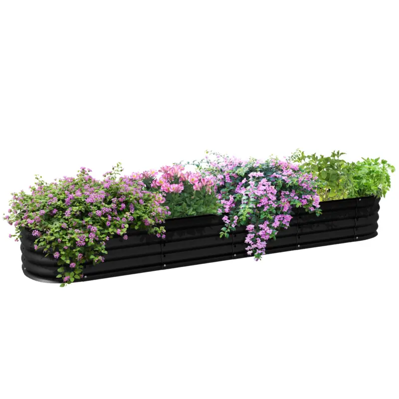 Outsunny Grădiniera ridicată pătrată pentru grădină din oțel modular pentru legume, plante, flori, dim. 240 x 62 x 30cm Super ofertă