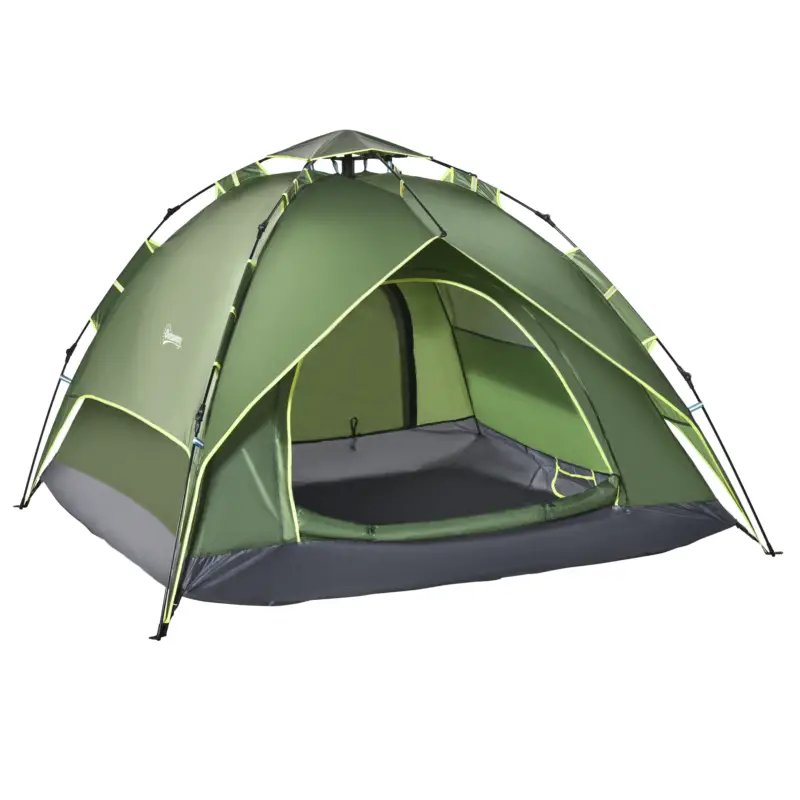 Outsunny Tentă de camping tentă pop-up ușoară pentru 2-3 pers. - 2 uși mari - 210 x 210 x 140 cm fibră de sticlă poliester Promoție