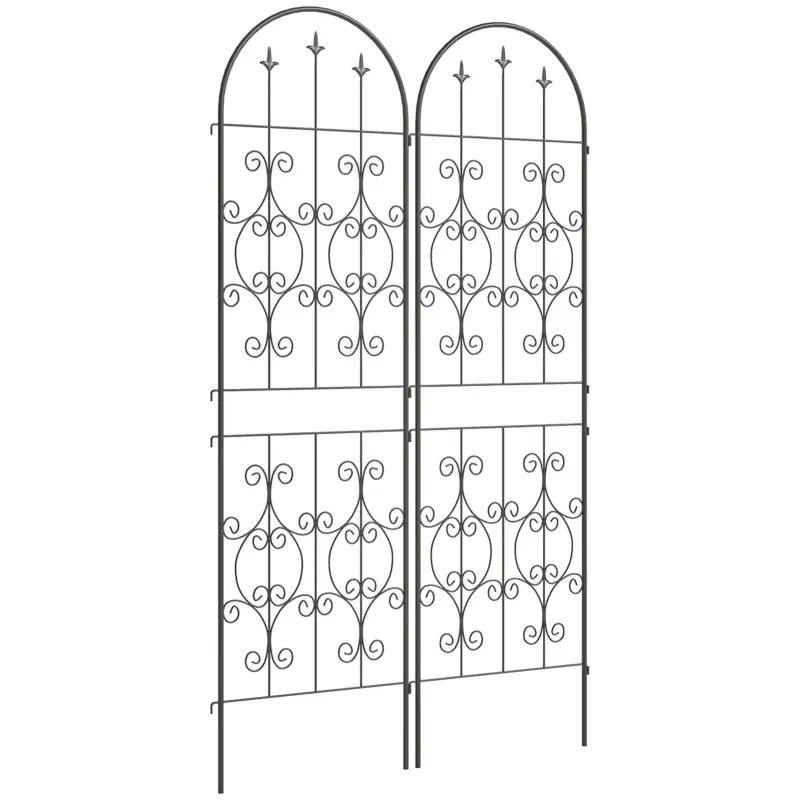 Preferatul clienților Outsunny Set de 2 Suporturi pentru Plante Cățărătoare, Trelițe de Grădină, pentru Legume, Viță-de-vie, Flori, din Metal, 50 x 180 cm, Negru