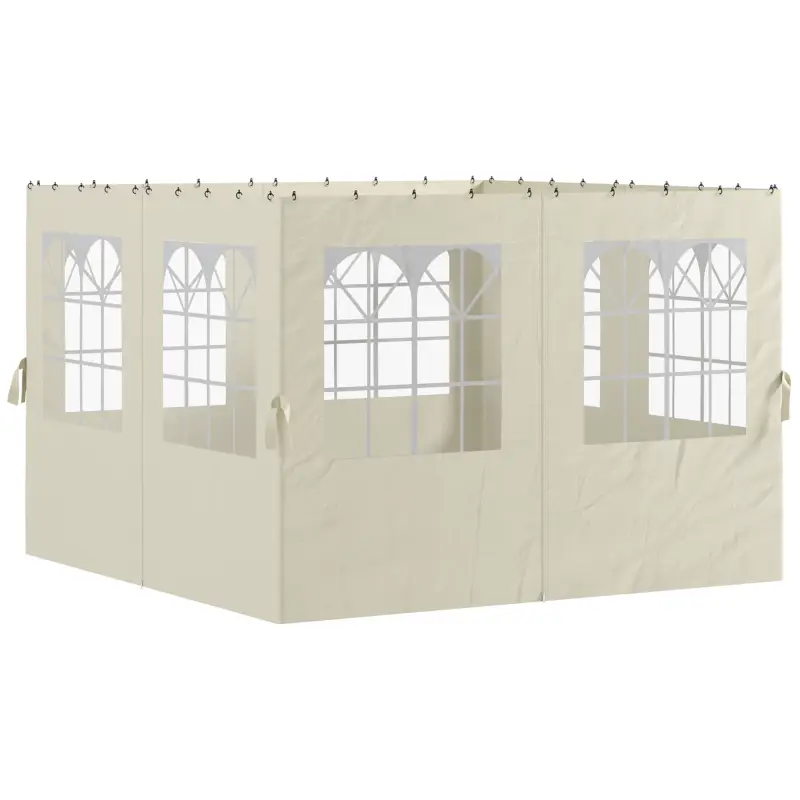 Outsunny Panouri laterale pentru pavilion, 4 panouri laterale pentru pavilion de grădină, cu fermoar, pavilion 3 x 4 m, crem Livrare expres