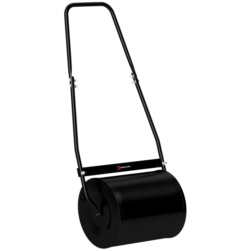 Outsunny Roleu de Gazon Grădină din Oțel cu mâner dim. 47L x 32l x 105H cm lestare Max. 30 L Negru Plată sigură