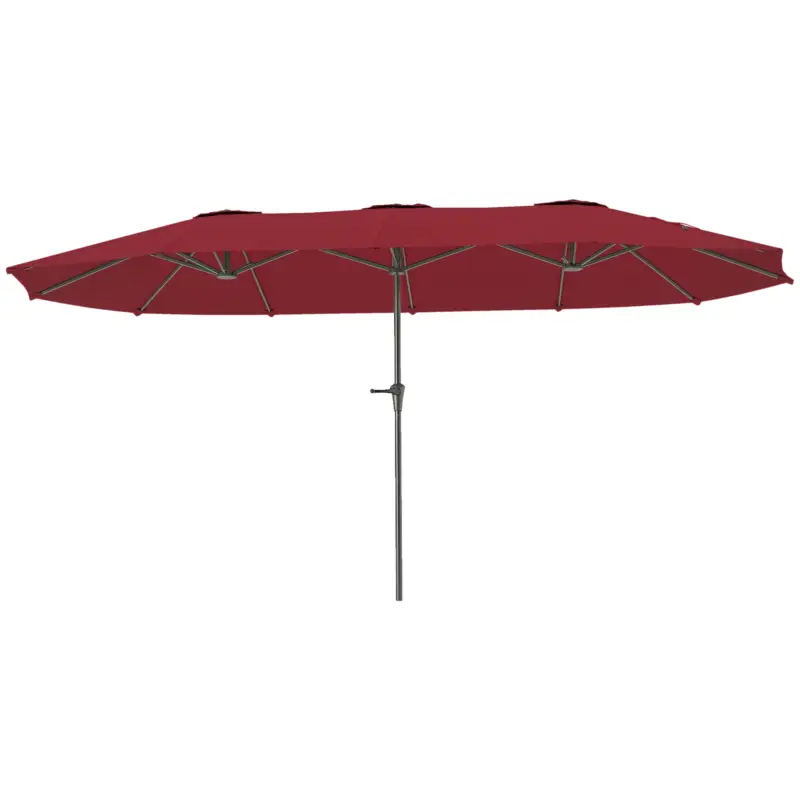 Cumpărături sigure Outsunny Umbrelă Dublă cu Prese de Aer și Manivelă, din Metal și Poliester, 4x2.2x2.34 m, Negru și Roșu