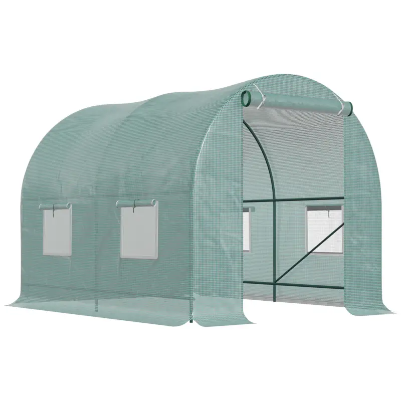 Reducere Outsunny sera de gradina din PE, 245x200x198cm, verde
