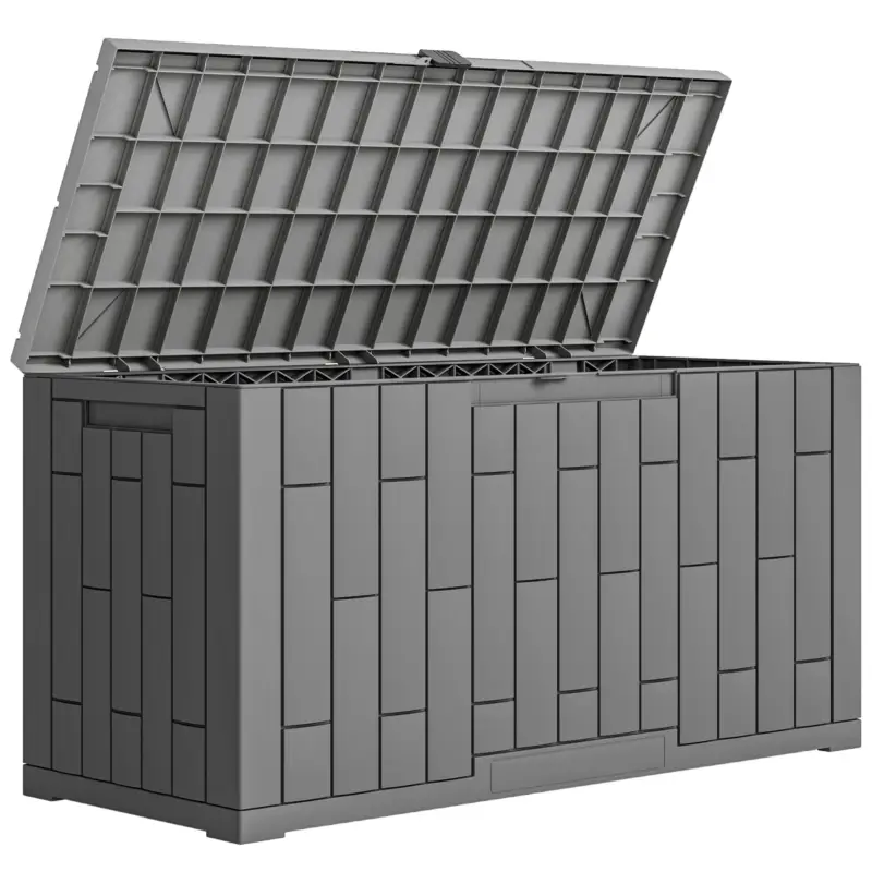 Outsunny Ladă de Depozitare pentru Grădină 227L din Rășină Rezistentă la Apă și UV cu Închidere, 106,5x43x54,5 cm, Gri Cumpărături sigure