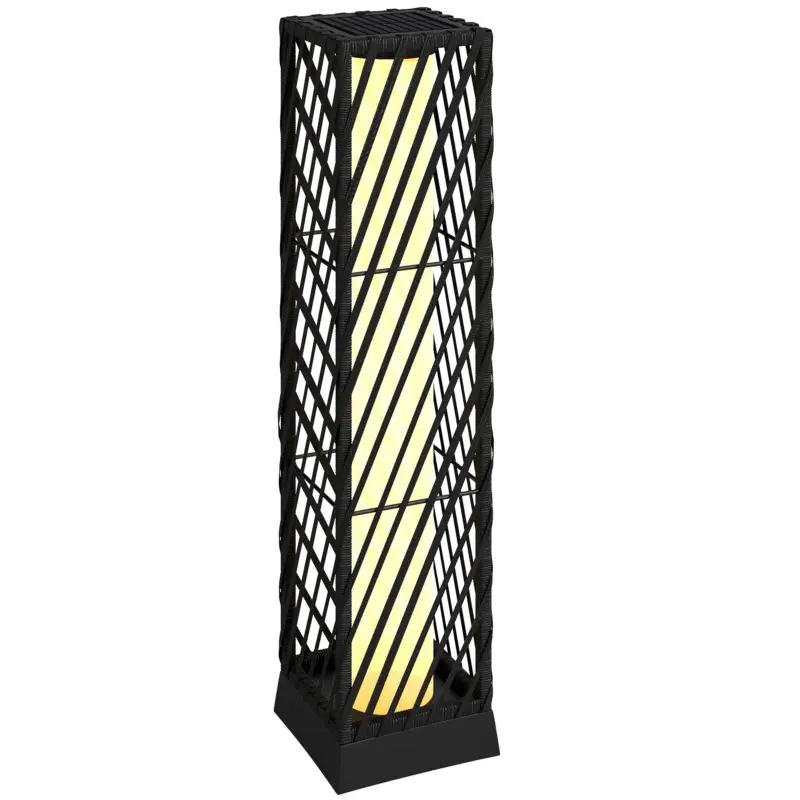 Outsunny Felinar de grădină din ratan Felinar solar exterior cu LED-uri Pornire și Oprire Automată Impermeabil IP44 Negru Cel mai vândut