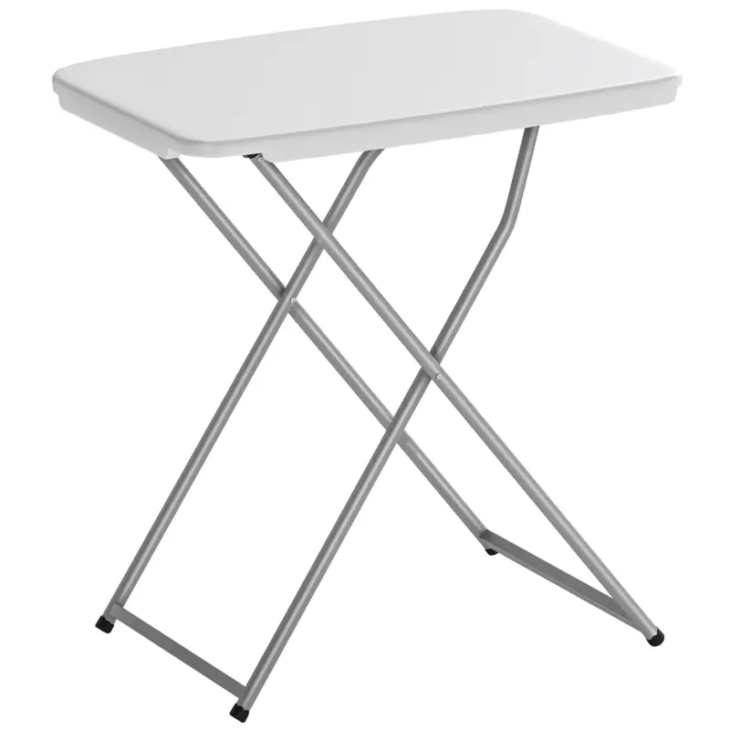 Outsunny Masă Pliantă pentru Camping Portabilă cu Reglaj pe 5 Niveluri Blat HDPE și Cadru Metalic 75x50x73,5 cm Alb Comandă acum