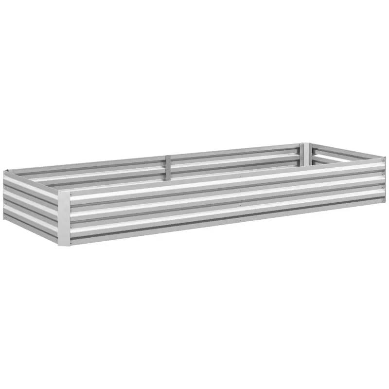 Outsunny Pat Ridicat pentru Grădinărit din Metal Exterior pentru Flori și Legume, 241x90,5x30 cm, Argintiu Ultima șansă