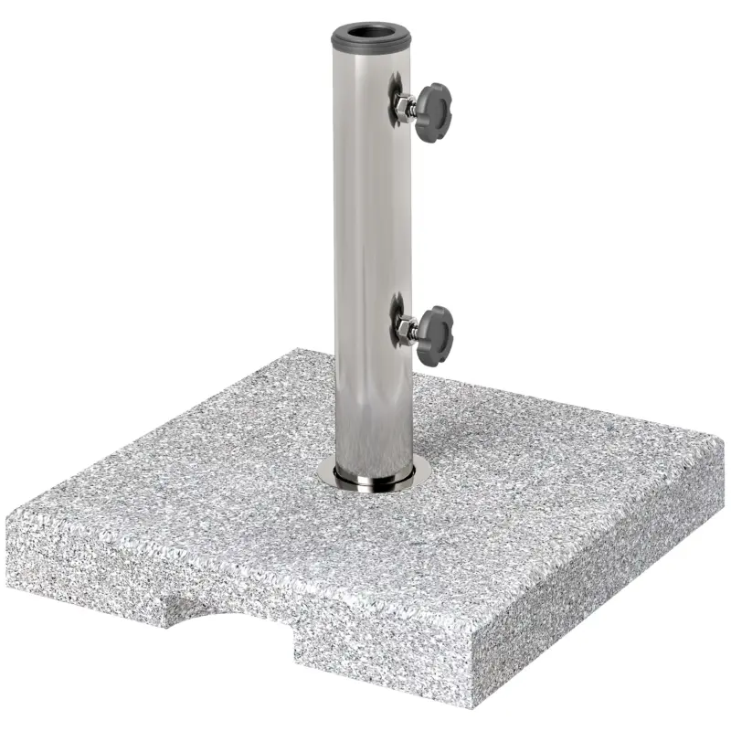 Outsunny Bază pentru Umbrelă din Granit 21 kg, Bază Pătrată pentru Umbrele de Exterior cu Mânere și 2 Butoane Reglabile, Ideală pentru Grădină, Patio, Marginea Piscinei, Gri Ultima șansă