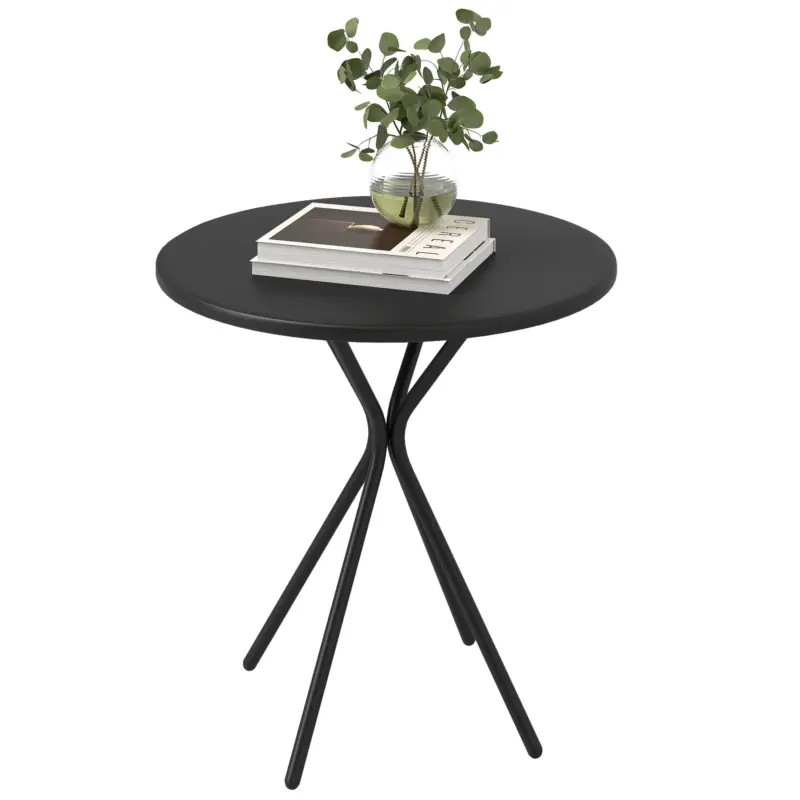 Cel mai bun preț Outsunny Masa de grădină rotundă Ø 60 cm, masă de terasă cu cadru din oțel, capacitate de 50 kg, pentru interior și exterior, negru