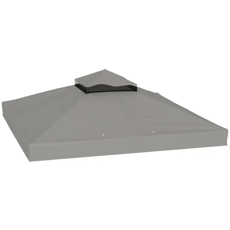Plată sigură Outsunny Prelată pentru tonelă 3 x 3 m prelată de schimb cu 2 niveluri protecție UPF30+ orificii de scurgere gri
