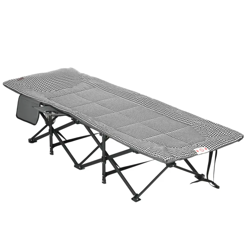 Ieftin Outsunny Şezlong pliant de plajă cu buzunar lateral, suport pentru pahar și sac de transport, 68 x 190 x 48 cm, negru