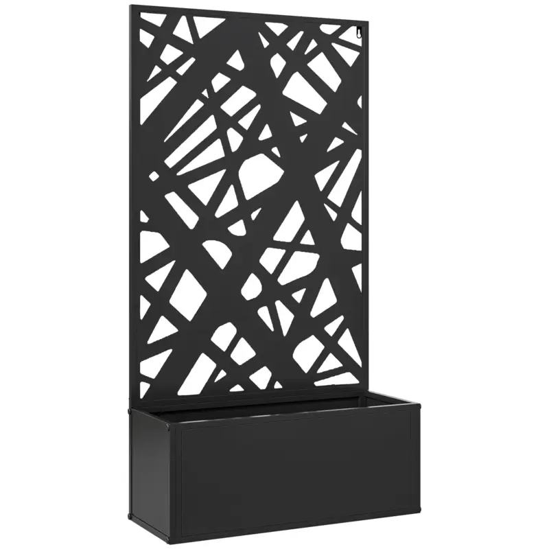 Outsunny Jardinieră Ridicată cu Spalier Decorativ pentru Plante Cățărătoare, pentru Sol sau Perete, 61x23x113 cm, Negru Popular