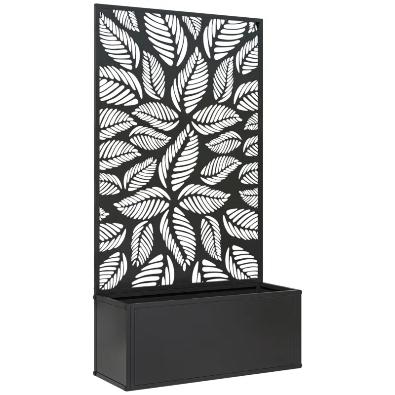 Livrare expres Outsunny Jardinieră Ridicată cu Spalier Decorativ pentru Plante Cățărătoare, de Podea sau de Perete, 61x23x113 cm, Negru