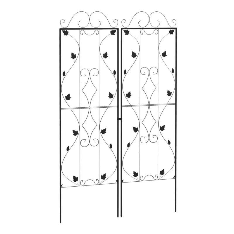 Retur gratuit Outsunny Spalier din oțel set 2 buc. pentru înfigere, rezistent la rugină, suport cu frunze 50 x 181 cm Negru