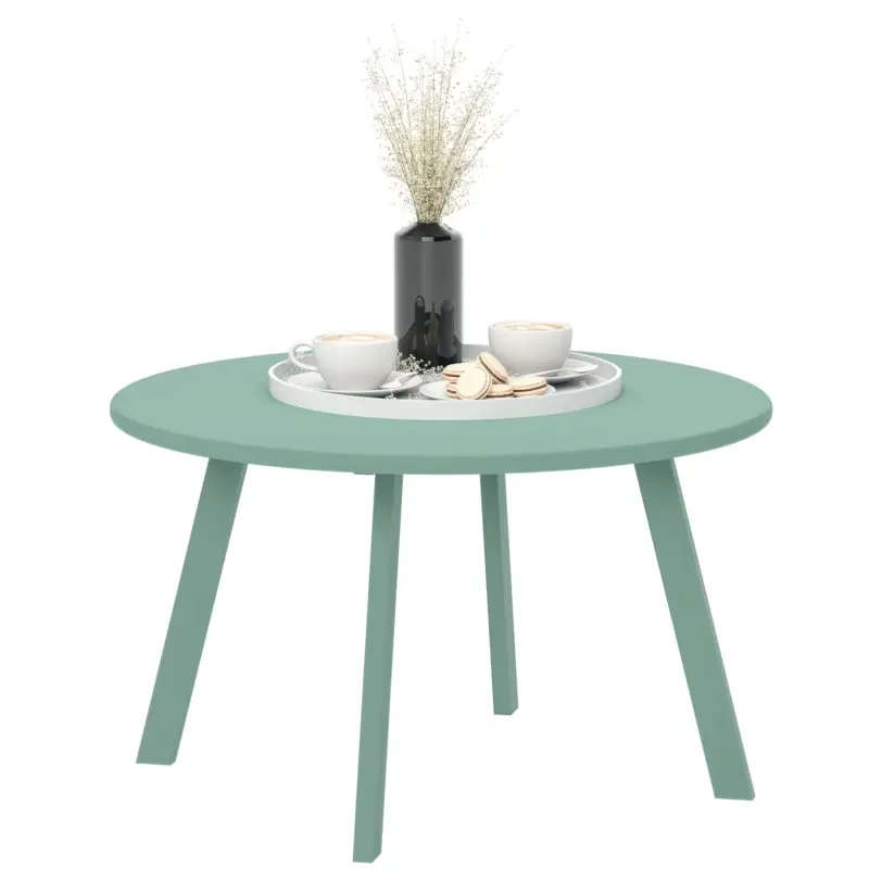 Outsunny Masa de cafea mică rotundă, masă auxiliară cu protecții anti-alunecare, cadru din metal, pentru grădină, Ø 70 x 42 cm, verde Plată securizată