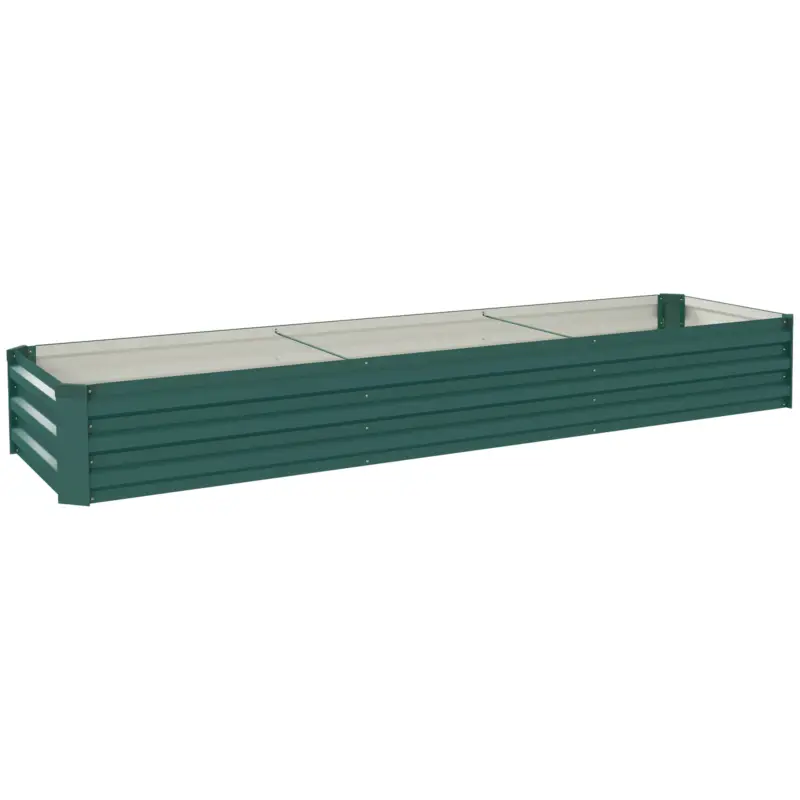 Outsunny Pat de grădină dreptunghiular, pat de grădină ridicat din oțel galvanizat, fund deschis, 240 x 60 x 30 cm, verde Livrare gratuită
