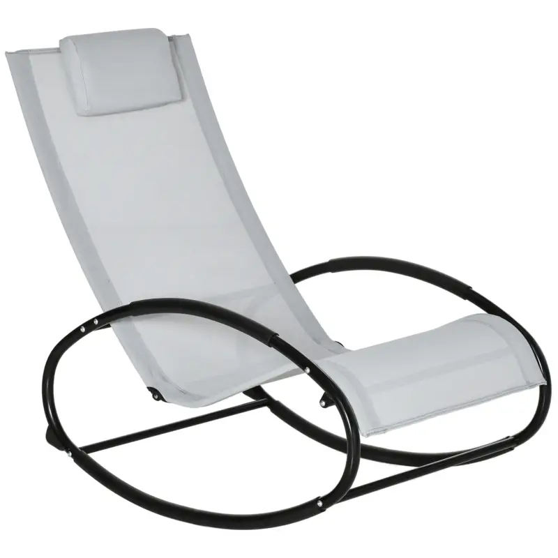 Outsunny Sezlong de Gradina cu Gravitate Zero, Balansoar Ergonomic cu Perna si Tesatura Respirabila pentru Interior si Exterior, Gri Reducere extra