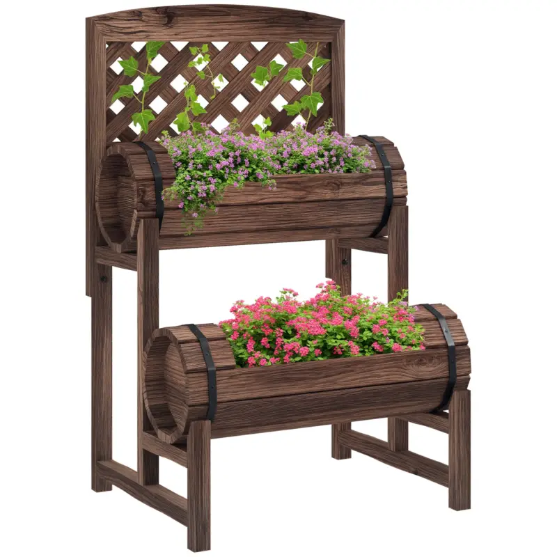 Vezi acum Outsunny Strat inaltat de gradina cu grilaj pe 2 nivele, Jardinie
