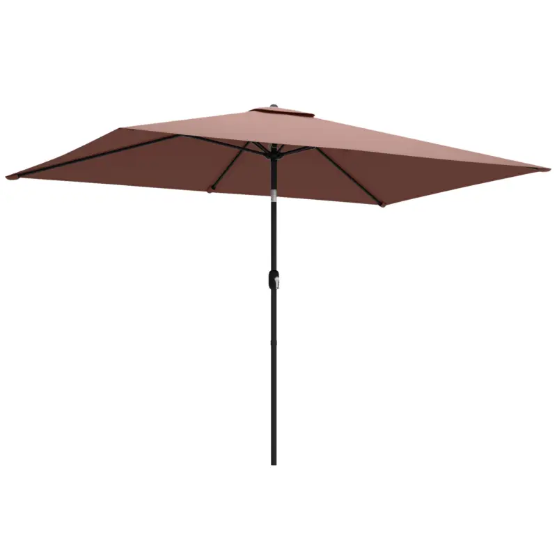 Cumpărături sigure Outsunny Umbrelă 300 x 200 cm înclinabilă pentru balcon cu manivelă, husă de protecție, maro