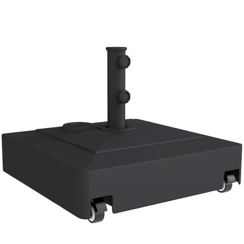 Reducere Outsunny Bază pentru Umbrelă cu Roți și Frâne, Reumplere cu Apă 40kg/Nisip 61kg, pentru Stâlpi de Ø35/38/48mm, Negru