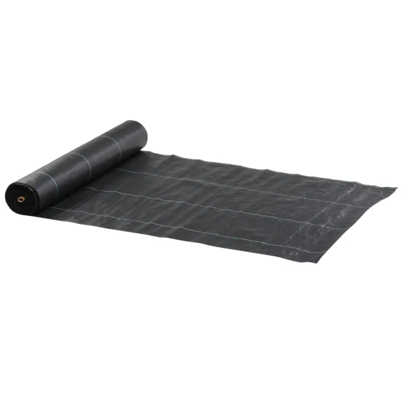 Outsunny Folie pentru Mulcire 1300g/m², Respirabilă și Anti-UV din Polipropilena, 50x2 m, Negru Ofertă limitată
