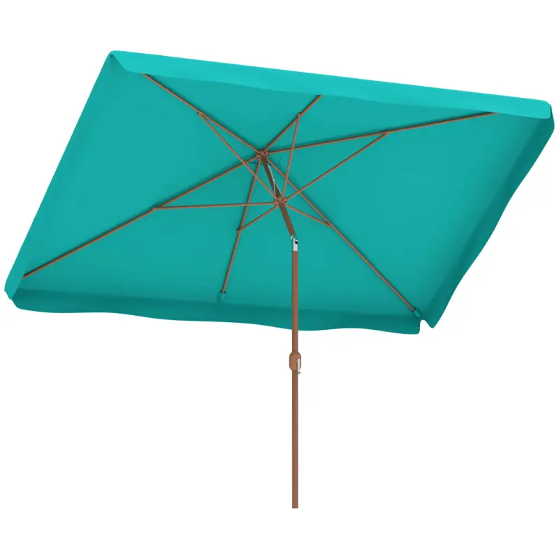 Outsunny Umbrelă de Grădină 2x3 m cu Manivelă, Inclinabilă și Anti-UV 50+, Turcoaz Preț mic