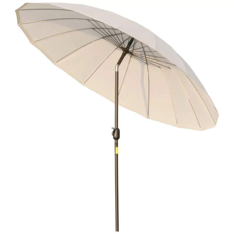 Retur ușor Outsunny Umbrela de Gradina sau Terasa cu manivela Ф255cm Reglabila, Crem Alb