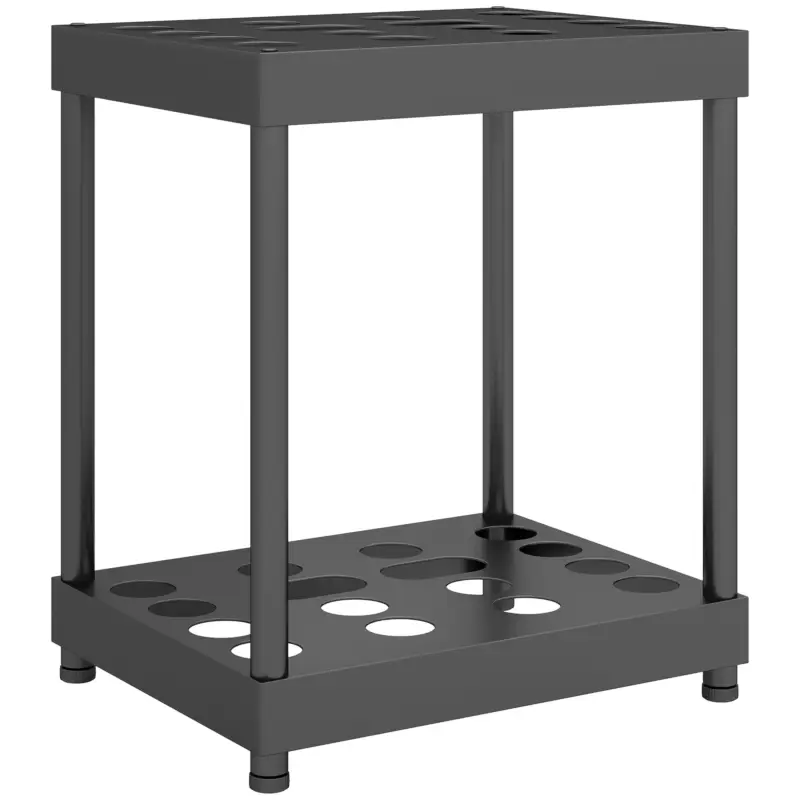 Outsunny Organizator pentru unelte de grădină, suport pentru unelte 16 compartimente pe 2 niveluri 42 x 33 x 50 cm negru Cel mai vândut
