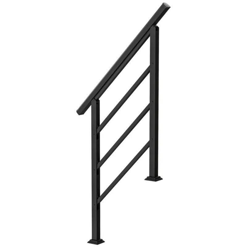 Plată sigură Outsunny Balustradă pentru scări 95 cm Mână curentă pentru scări cu kit de instalare Unghi reglabil pentru 1-3 trepte Negru