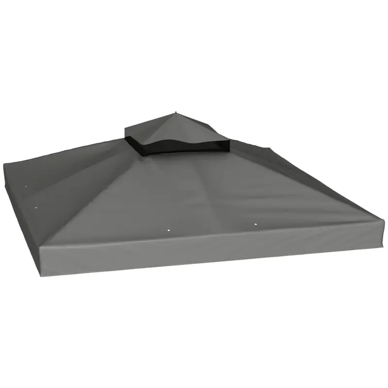 Super ofertă Outsunny Husă de schimb pentru pavilion 3 x 3 m, prelată de schimb pentru pavilion cu orificii de scurgere a apei, UPF30+, protecție solară, gri închis
