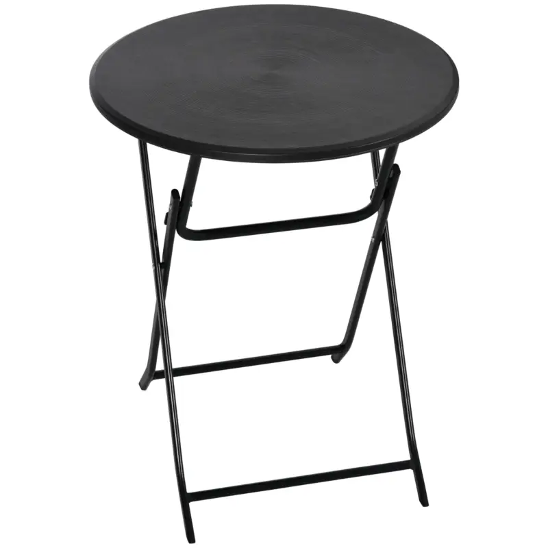 Outsunny Masă de Grădină Rotundă și Pliabilă din Oțel și HDPE, Ø60x73 cm, Gri Închis Retur ușor
