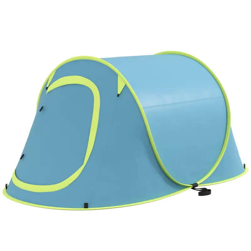 Outsunny Cort Camping Impermeabil, Cort Pop-Up cu Accesorii și Geantă de Transport, 245x148x105 cm, Albastru Calitate înaltă