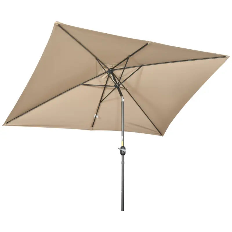 Livrare rapidă Outsunny Umbrelă de Grădină Înclinabilă cu Manivelă și 6 Spiţe, 2x3 m, Gri Închis
