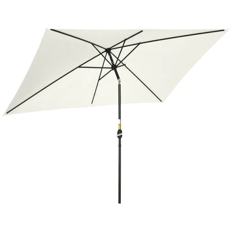 Ofertă specială Outsunny Umbrelă dreptunghiulară 2x3 m pliabilă și reglabilă cu manivelă, din aluminiu și poliester, crem alb