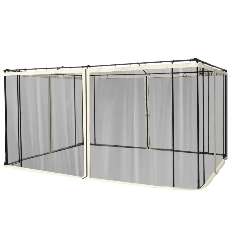 Calitate înaltă Outsunny Plasa de Tantari pentru Corturi cu Perdele de Rezerva Universale cu Balamale, 335x207cm - Negru / Bej
