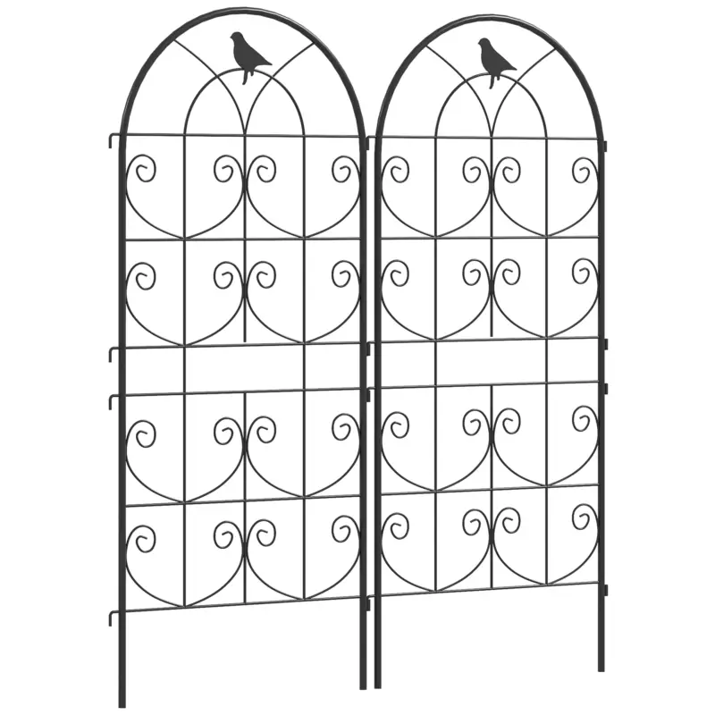 Livrare expres Outsunny Suport pentru plante agățătoare cu modele de păsări set de 2 spalieri de grădină pentru legume viță flori metal 50 x 120 cm negru