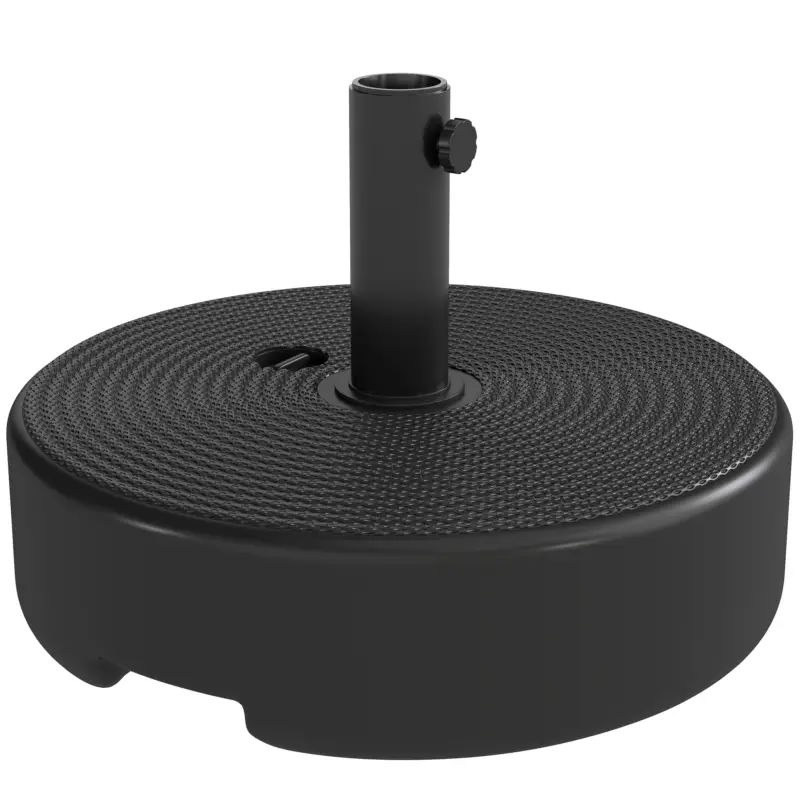 Plată securizată Outsunny Picior pentru umbrelă, soclu exterior umplabil până la 19 kg cu nisip sau 15 kg cu apă, Ø 45 x 30,5 cm, negru