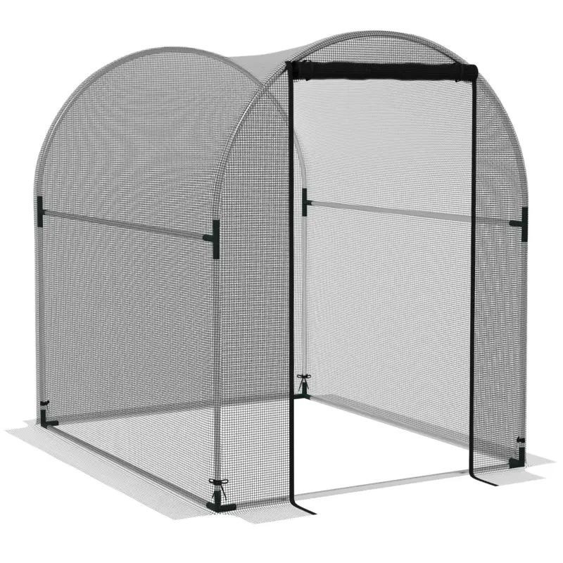 Outsunny Plasă de protecție pentru plante, protecție împotriva păsărilor, cu ușă și cadru solid din oțel, 1,2x1,5x1,5m, Negru/Argintiu Ieftin